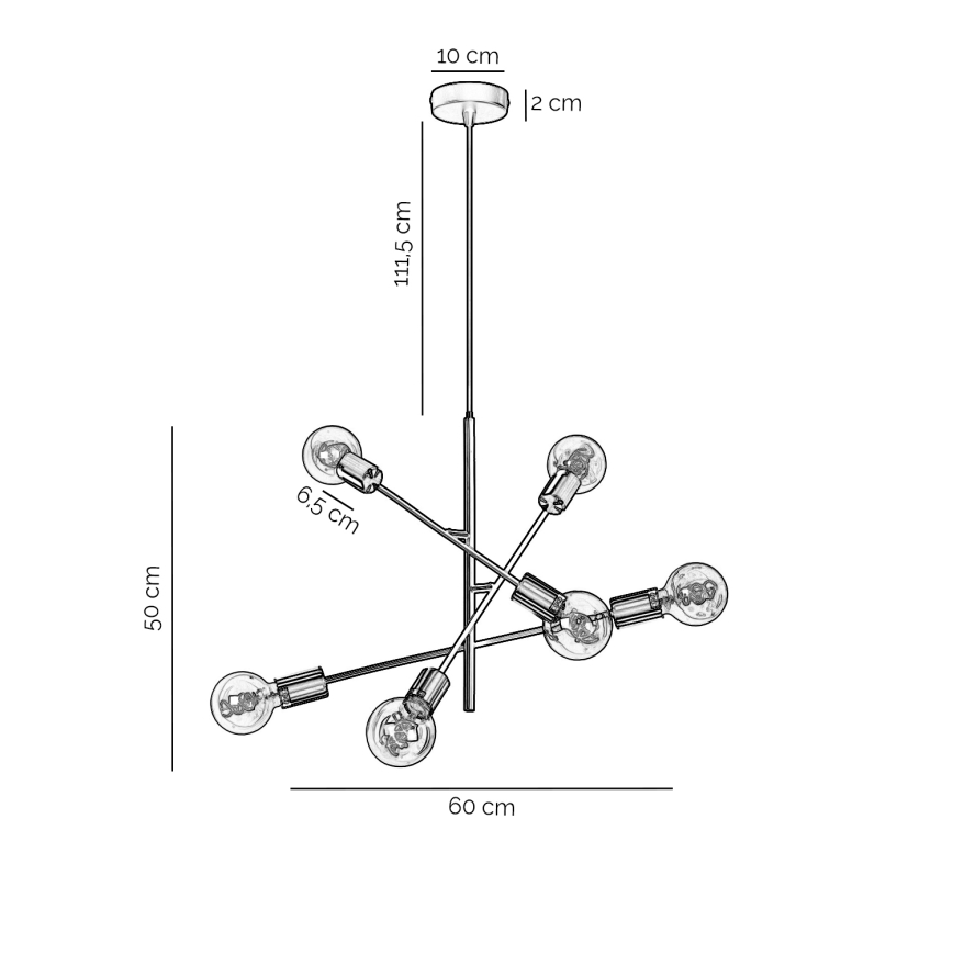 ONLI - Lestenec na vrvici CROSS 6xE27/22W/230V črna/medenina