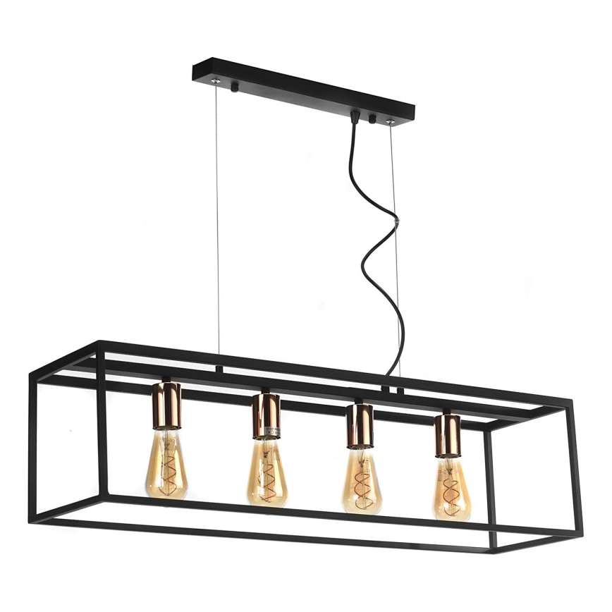 ONLI - Lestenec na vrvici FLOKI 4xE27/15W/230V črna/baker