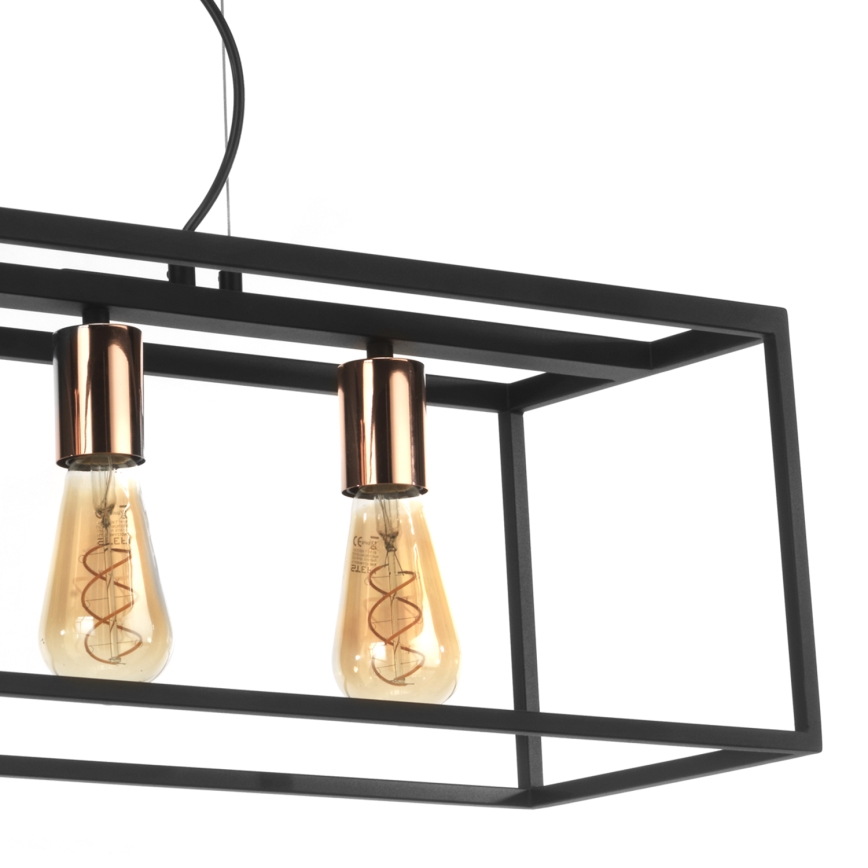 ONLI - Lestenec na vrvici FLOKI 4xE27/15W/230V črna/baker