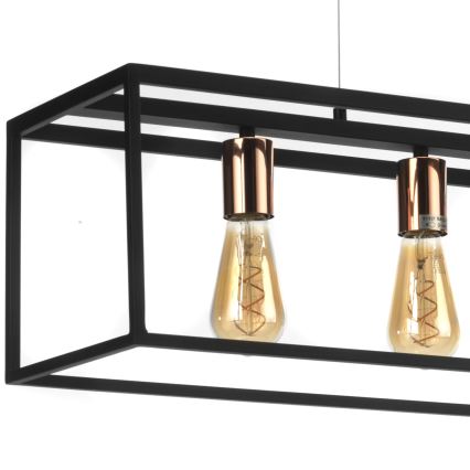 ONLI - Lestenec na vrvici FLOKI 4xE27/15W/230V črna/baker