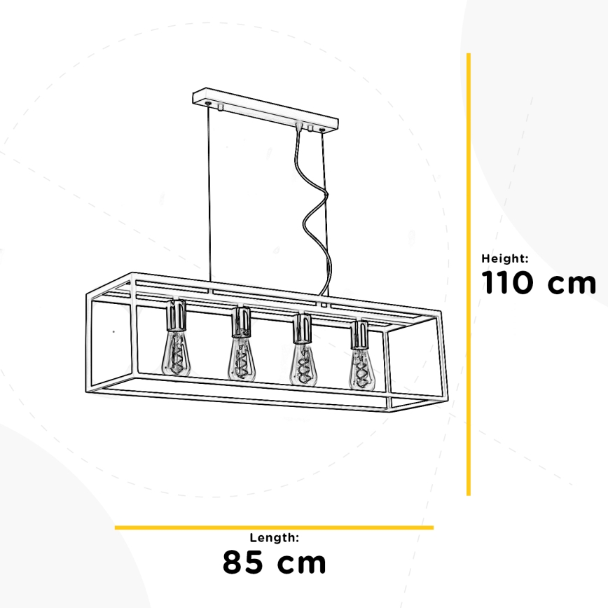 ONLI - Lestenec na vrvici FLOKI 4xE27/15W/230V črna/baker