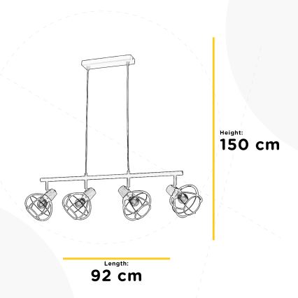 ONLI - Lestenec na vrvici GINGER 4xE14/6W/230V