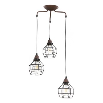 ONLI - Lestenec na vrvici PAJEK 3xE27/15W/230V črna/rjava