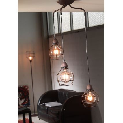 ONLI - Lestenec na vrvici PAJEK 3xE27/15W/230V črna/rjava