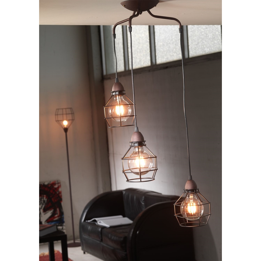 ONLI - Lestenec na vrvici PAJEK 3xE27/15W/230V črna/rjava