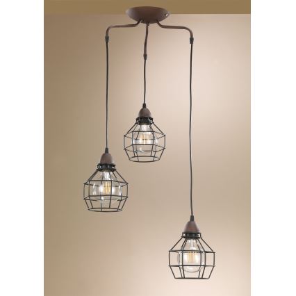ONLI - Lestenec na vrvici PAJEK 3xE27/15W/230V črna/rjava