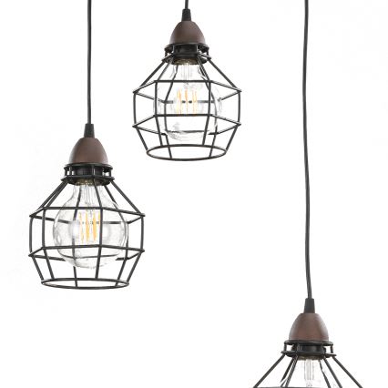 ONLI - Lestenec na vrvici PAJEK 3xE27/15W/230V črna/rjava