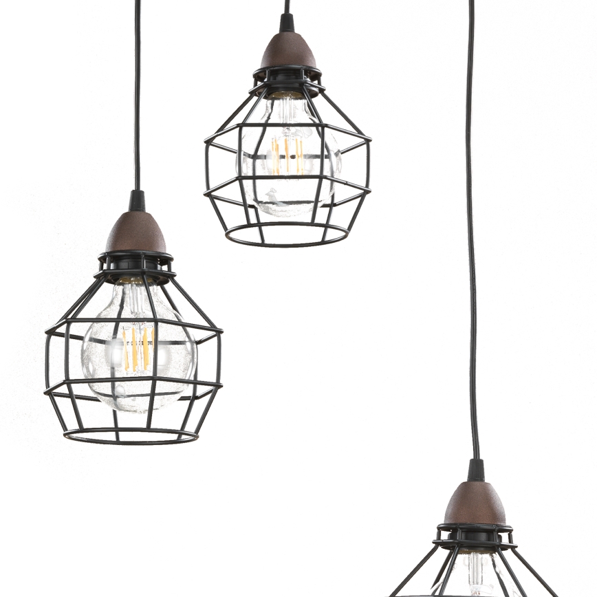 ONLI - Lestenec na vrvici PAJEK 3xE27/15W/230V črna/rjava