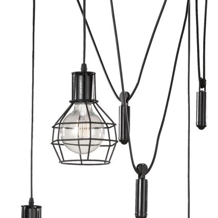 ONLI - Lestenec na vrvici PAJEK 5xE27/15W/230V pajek črna