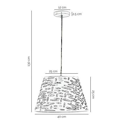 ONLI - Lestenec na vrvici RICKY 1xE27/15W/230V pr. 40 cm bela