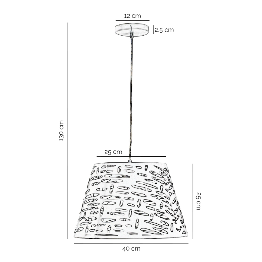 ONLI - Lestenec na vrvici RICKY 1xE27/15W/230V pr. 40 cm bela