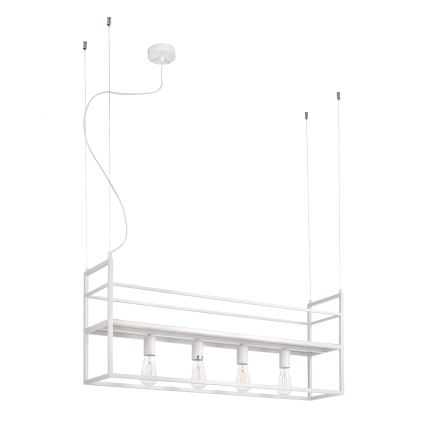 ONLI - Lestenec na vrvici s polico JEFFER 4xE27/22W/230V bela