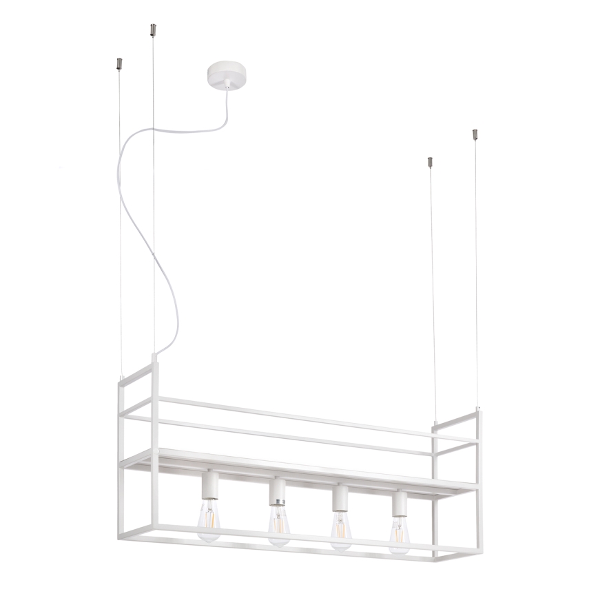 ONLI - Lestenec na vrvici s polico JEFFER 4xE27/22W/230V bela