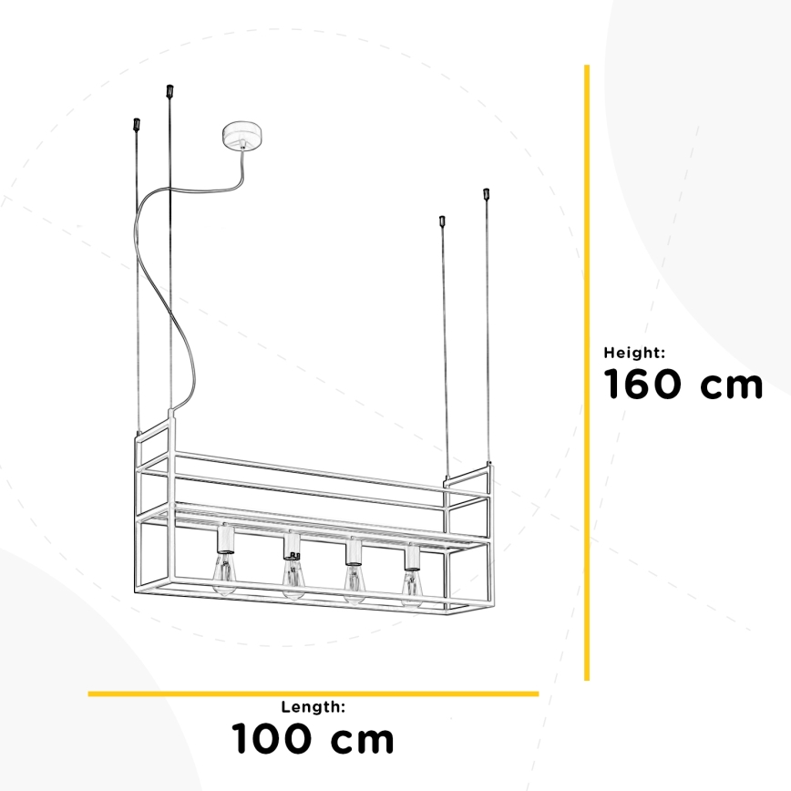 ONLI - Lestenec na vrvici s polico JEFFER 4xE27/22W/230V bela
