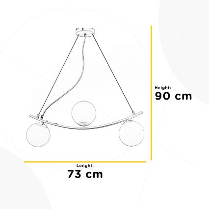 ONLI - Lestenec na vrvici TRIO 3xE14/6W/230V črna