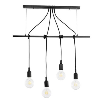 ONLI - Lestenec na vrvici WIRE 4xE27/15W/230V črna