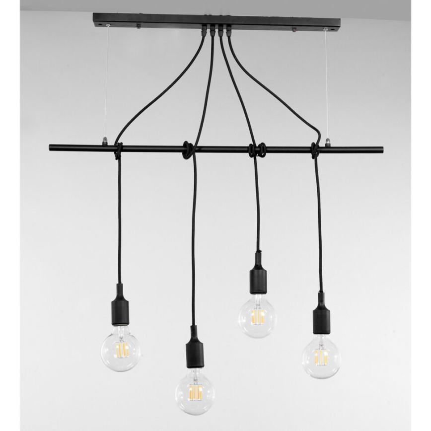ONLI - Lestenec na vrvici WIRE 4xE27/15W/230V črna