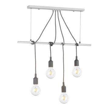 ONLI - Lestenec na vrvici WIRE 4xE27/15W/230V siva/bela