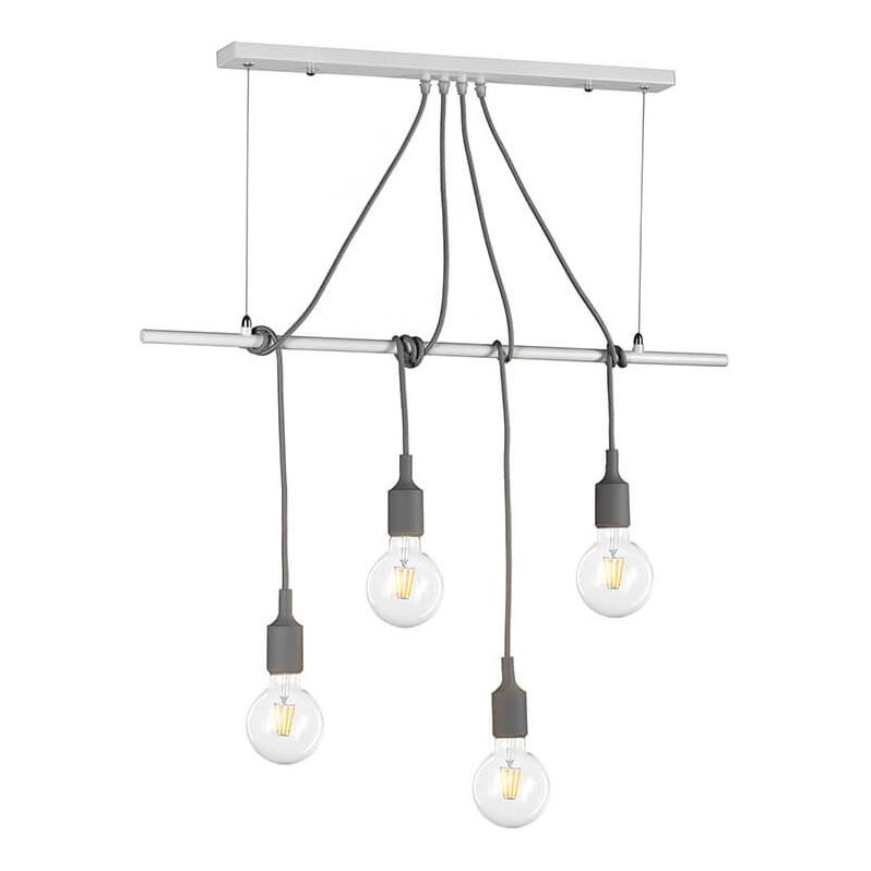 ONLI - Lestenec na vrvici WIRE 4xE27/15W/230V siva/bela
