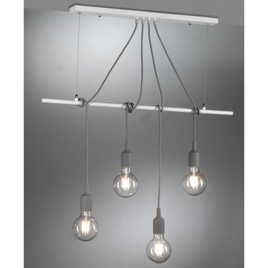 ONLI - Lestenec na vrvici WIRE 4xE27/15W/230V siva/bela