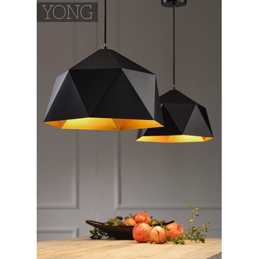 ONLI - Lestenec na vrvici YONG 1xE27/22W/230V črna pr. 46 cm
