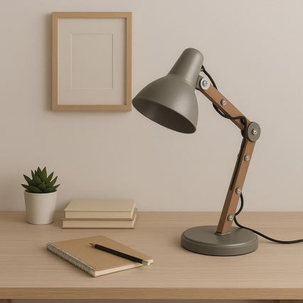 ONLI - Namizna svetilka ARCHITETTO 1xE27/22W/230V 62 cm siva/rjava