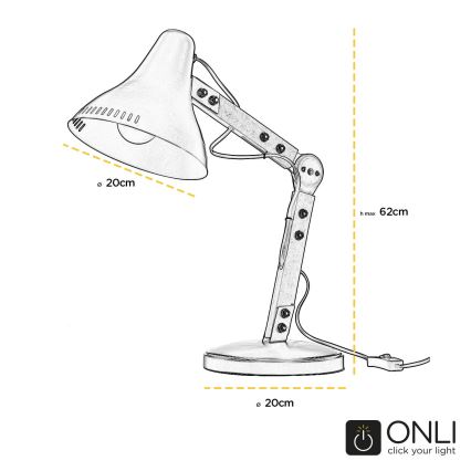 ONLI - Namizna svetilka ARCHITETTO 1xE27/22W/230V 62 cm siva/rjava