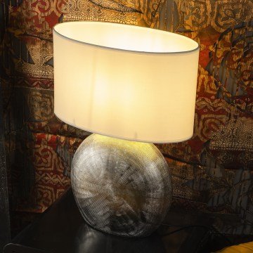 ONLI - Namizna svetilka CERAMICA 1xE27/15W/230V 51 cm srebrna/bela
