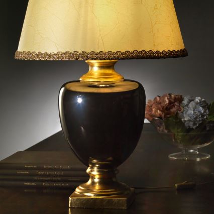 ONLI - Namizna svetilka MOZART 1xE27/22W/230V črna/zlata 67 cm