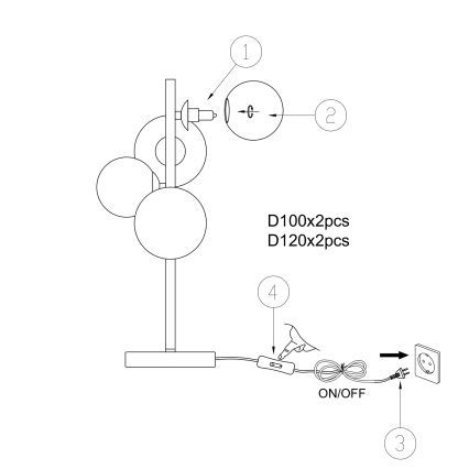 ONLI - Namizna svetilka PALOMA 4xG9/10W/230V 48 cm zlata