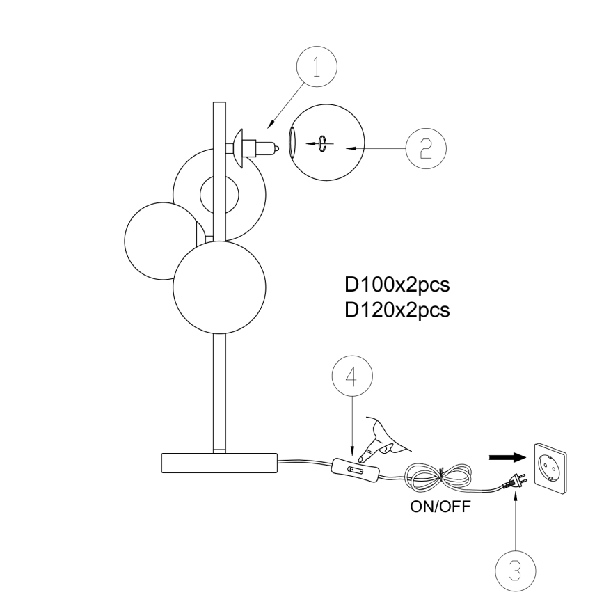 ONLI - Namizna svetilka PALOMA 4xG9/10W/230V 48 cm zlata