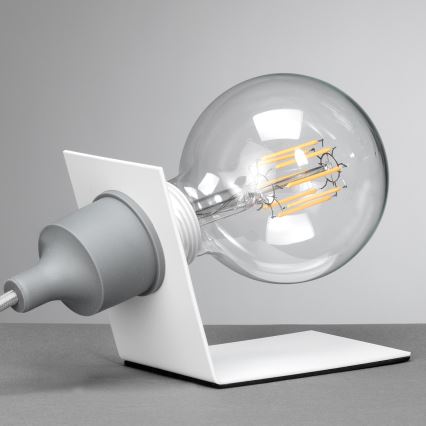 ONLI - Namizna svetilka WIRE 1xE27/15W/230V 9 cm siva/bela