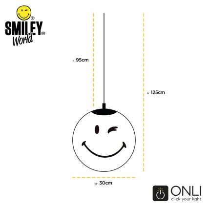 ONLI - Otroška viseča svetilka na kablu SMILEY 1xE27/15W/230V rumena