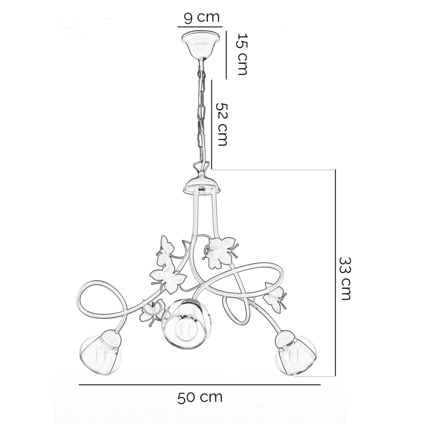 ONLI - Otroški lestenec BUTTERFLY 3xE14/6W/230V