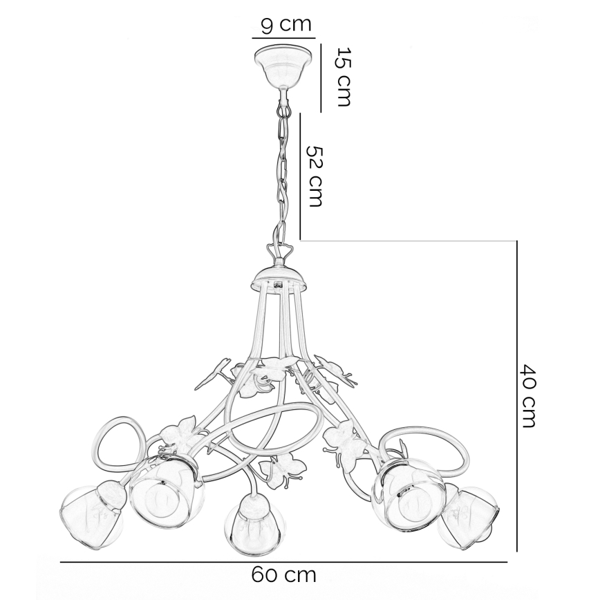 ONLI - Otroški lestenec BUTTERFLY 5xE14/6W/230V
