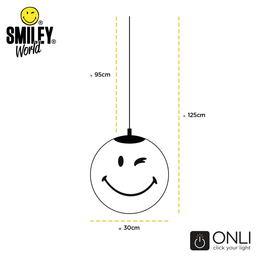 ONLI - Otroški lestenec na kablu SMILEY 1xE27/15W/230V bel