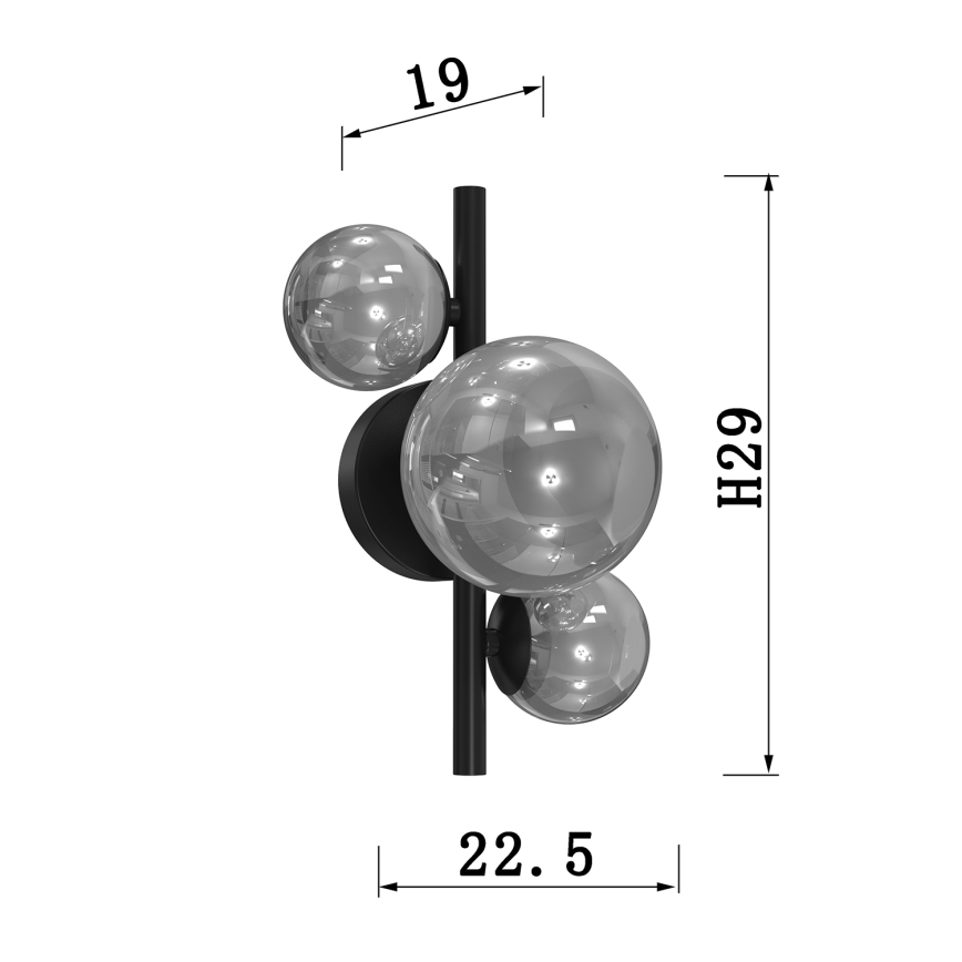 ONLI - Stenska svetilka PALOMA 3xG9/10W/230V črna/dimna