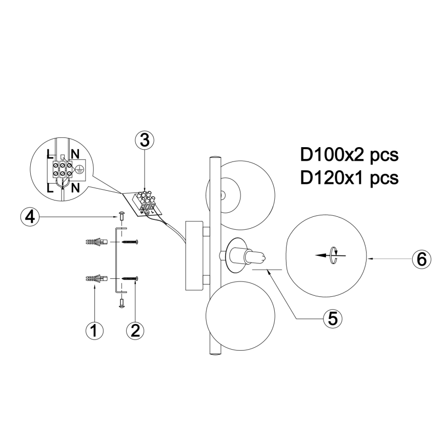 ONLI - Stenska svetilka PALOMA 3xG9/10W/230V zlata