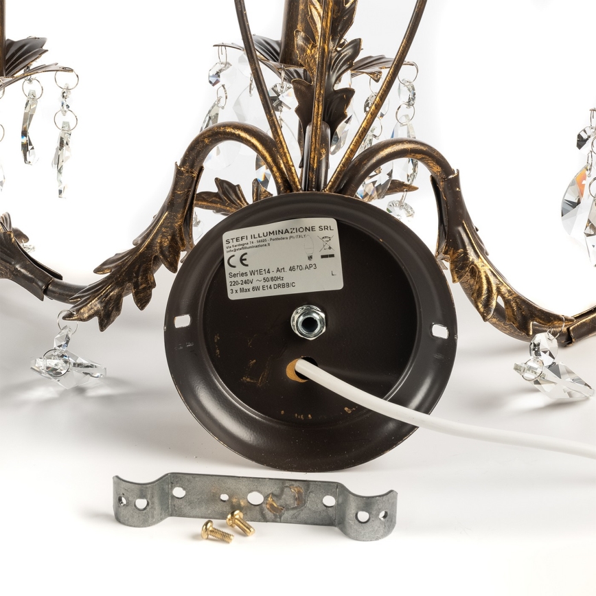 ONLI - Stenska svetilka TERESA 3xE14/6W/230V bron