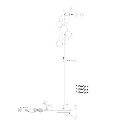 ONLI - Talna svetilka PALOMA 7xG9/10W/230V črna/dimna