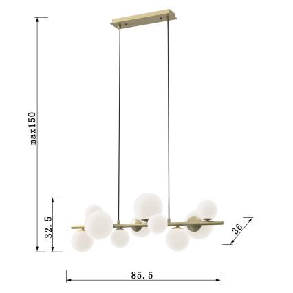 ONLI - Viseči lestenec na žici PALOMA 10xG9/3W/230V v zlati barvi
