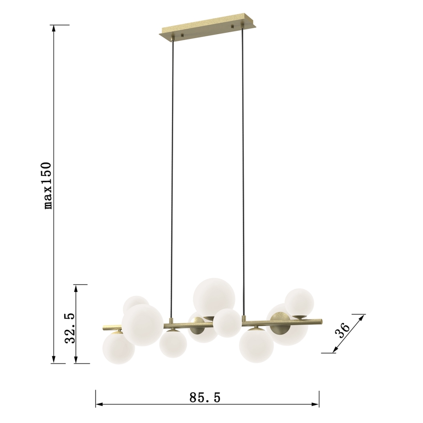 ONLI - Viseči lestenec na žici PALOMA 10xG9/3W/230V v zlati barvi