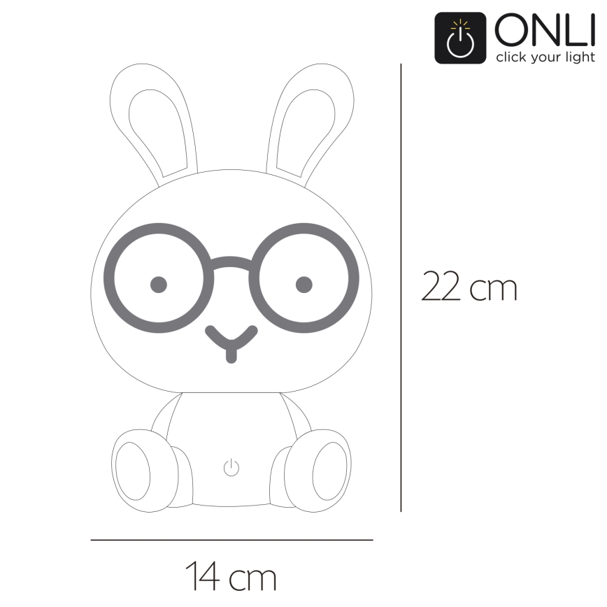 ONLI - LED zatemnjevalna otroška nočna lučka PUPPIES LED/3W/230V 22 cm zajček/modra