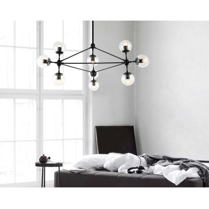 Open Design OR80094 - Stropni lestenec na drogu BAO 10xE27/8W/230V črna