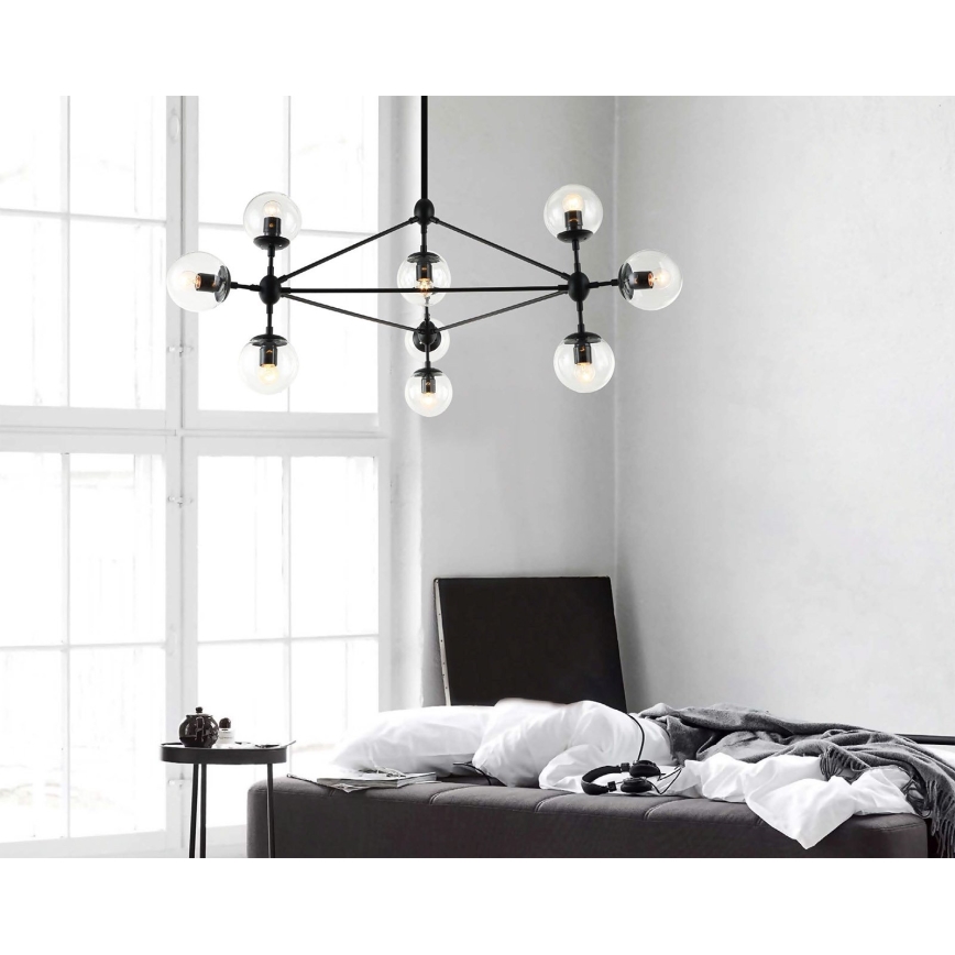 Open Design OR80094 - Stropni lestenec na drogu BAO 10xE27/8W/230V črna