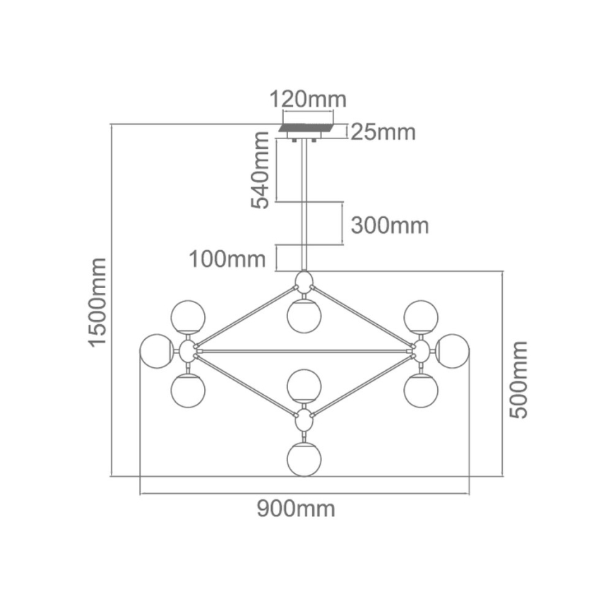 Open Design OR80094 - Stropni lestenec na drogu BAO 10xE27/8W/230V črna