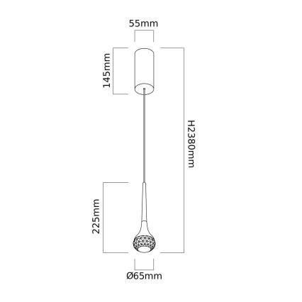 Open Design OR80315 - LED lestenec na jeklenem kablu CRIMA LED/7W/230V rožnato zlato