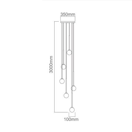 Open Design OR80636 - Lestenec na kablu OTA 6xG9/8W/230V črna