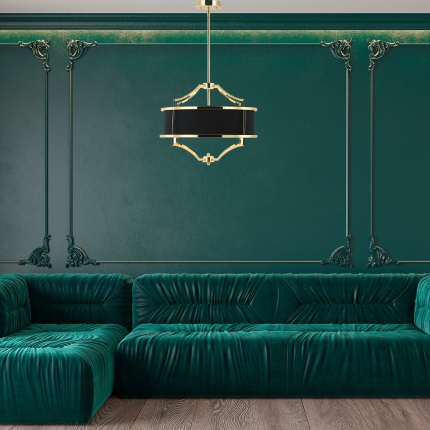 Open Design OR84160 - Stropni lestenec na palici STESSO 4xE27/15W/230V Ø 55 cm zlata/črna