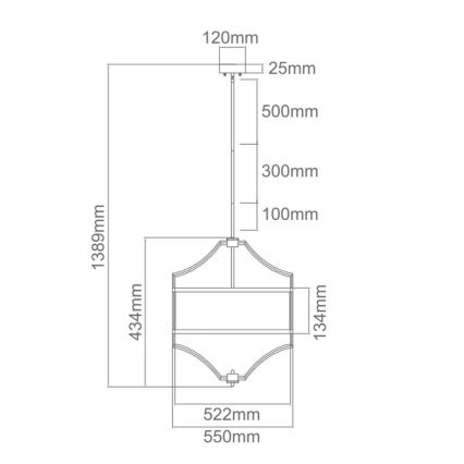 Open Design OR84160 - Stropni lestenec na palici STESSO 4xE27/15W/230V Ø 55 cm zlata/črna